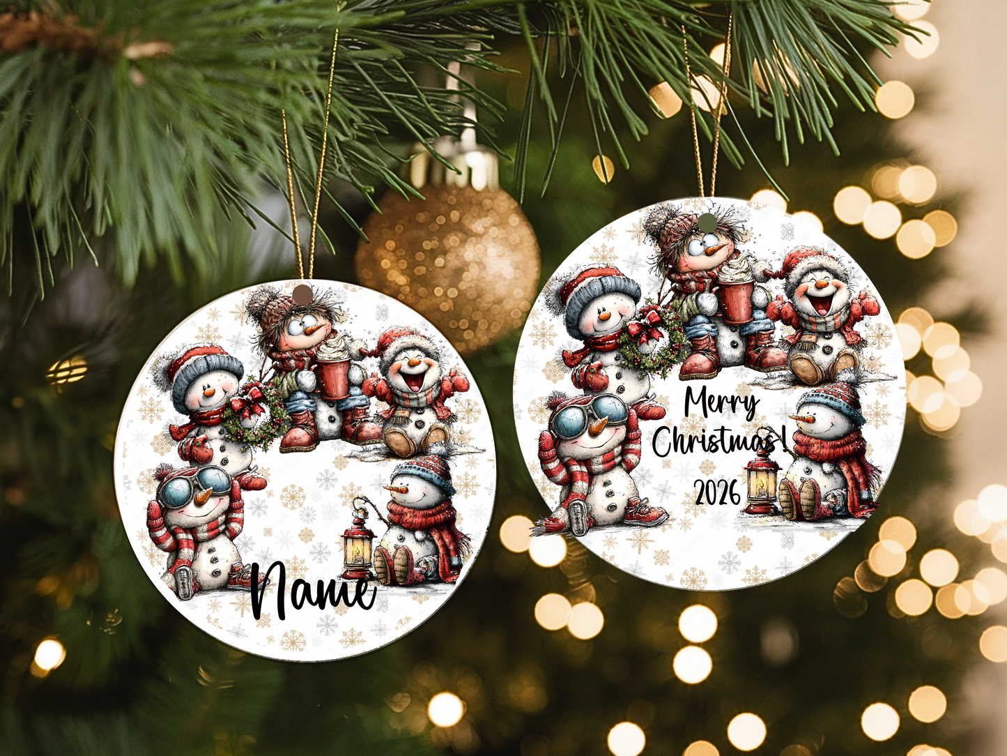 Personalized Whimsical Snowman Ornament • Custom Name Christmas Ornament • Merry Christmas 2026 Holiday Gift (2025-15)