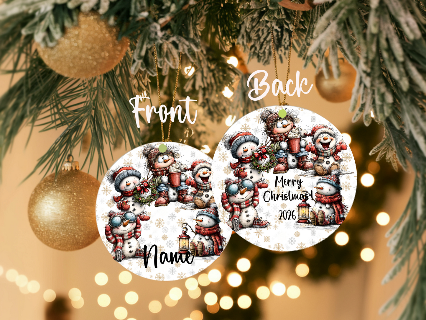 Personalized Whimsical Snowman Ornament • Custom Name Christmas Ornament • Merry Christmas 2026 Holiday Gift (2025-15)