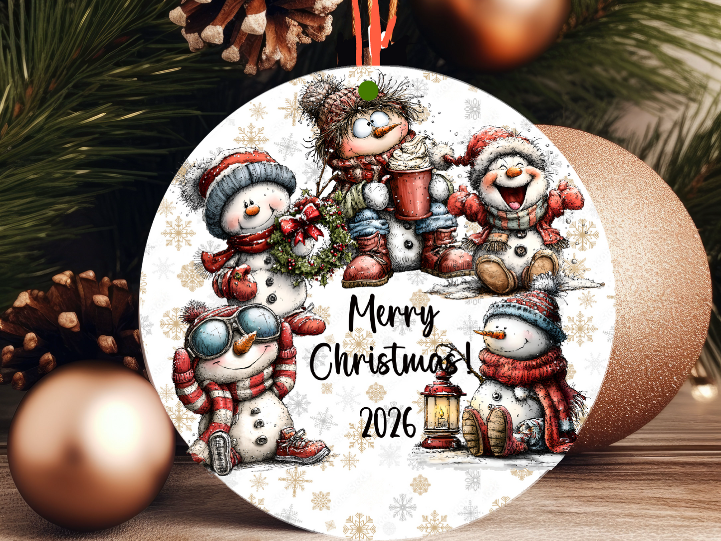 Personalized Whimsical Snowman Ornament • Custom Name Christmas Ornament • Merry Christmas 2026 Holiday Gift (2025-15)