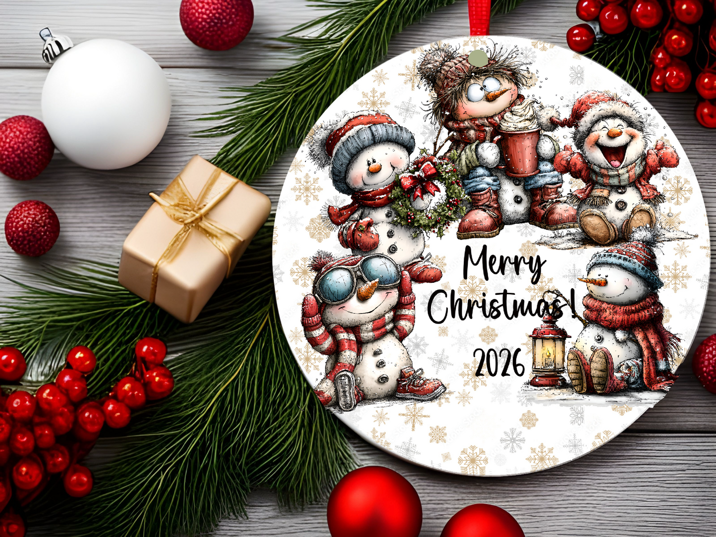 Personalized Whimsical Snowman Ornament • Custom Name Christmas Ornament • Merry Christmas 2026 Holiday Gift (2025-15)