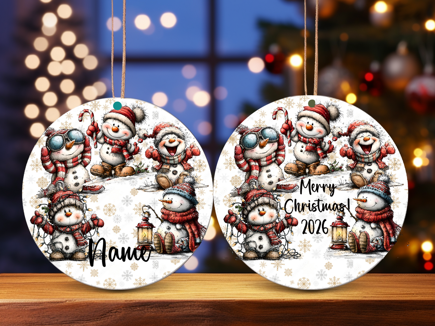 Personalized Whimsical Snowman Ornament • Custom Name Christmas Ornament • Merry Christmas 2026 Holiday Gift (2025-16)