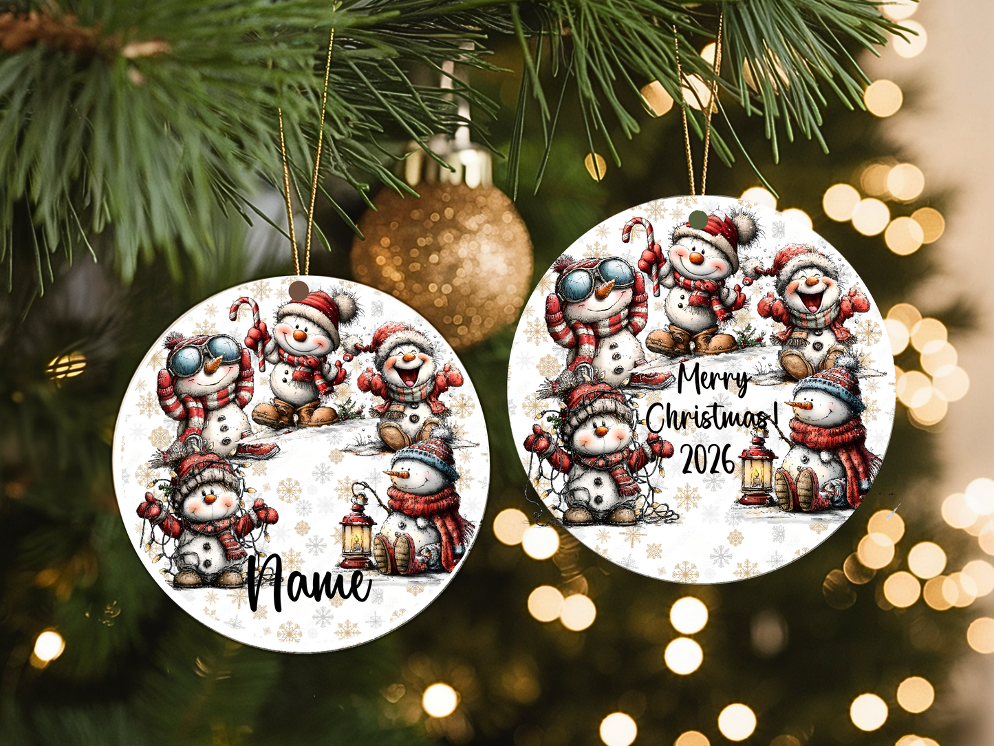 Personalized Whimsical Snowman Ornament • Custom Name Christmas Ornament • Merry Christmas 2026 Holiday Gift (2025-16)