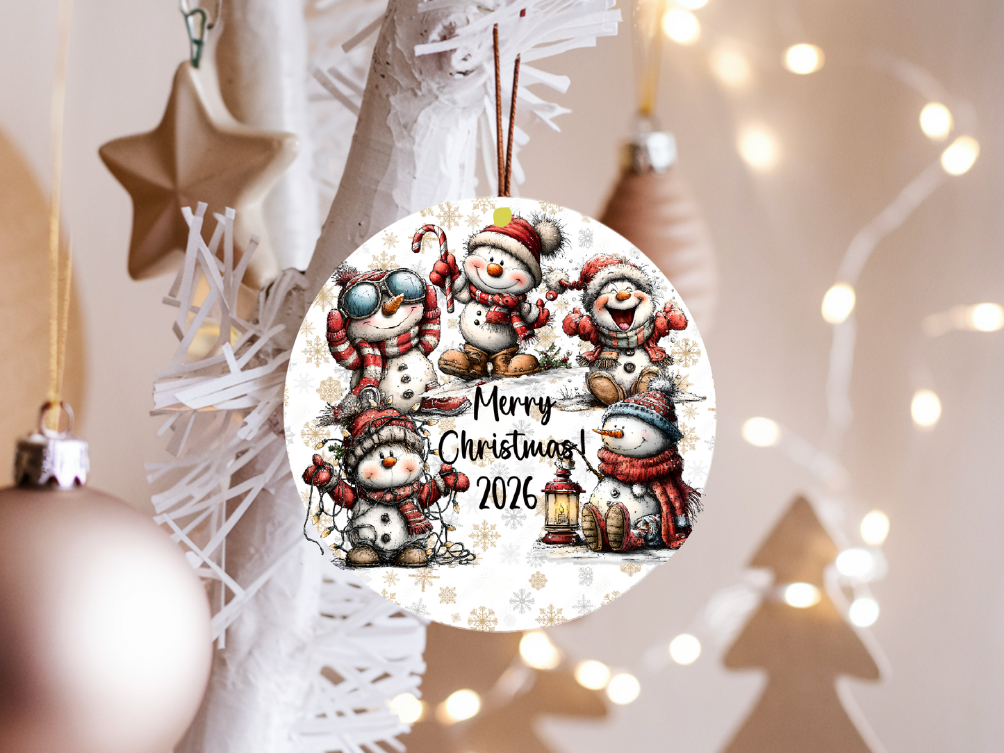 Personalized Whimsical Snowman Ornament • Custom Name Christmas Ornament • Merry Christmas 2026 Holiday Gift (2025-16)