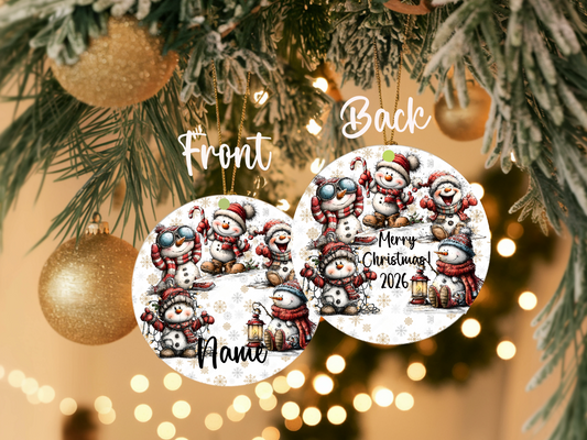 Personalized Whimsical Snowman Ornament • Custom Name Christmas Ornament • Merry Christmas 2026 Holiday Gift (2025-16)