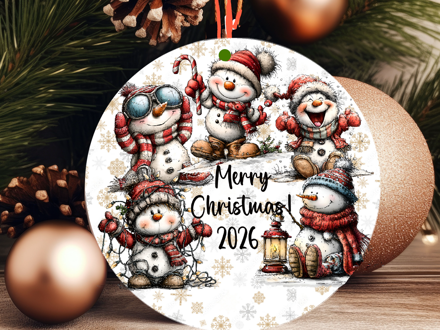 Personalized Whimsical Snowman Ornament • Custom Name Christmas Ornament • Merry Christmas 2026 Holiday Gift (2025-16)