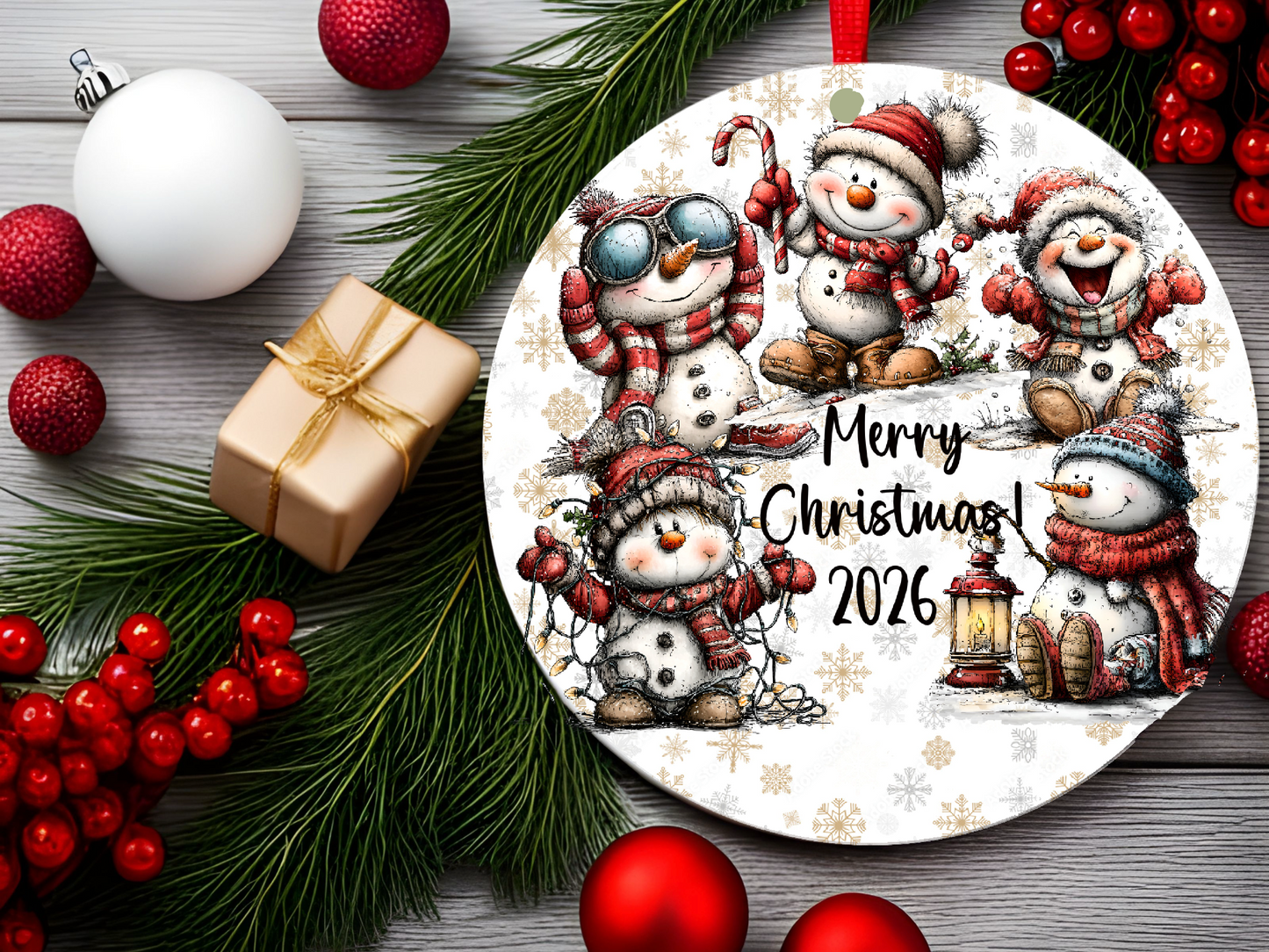 Personalized Whimsical Snowman Ornament • Custom Name Christmas Ornament • Merry Christmas 2026 Holiday Gift (2025-16)