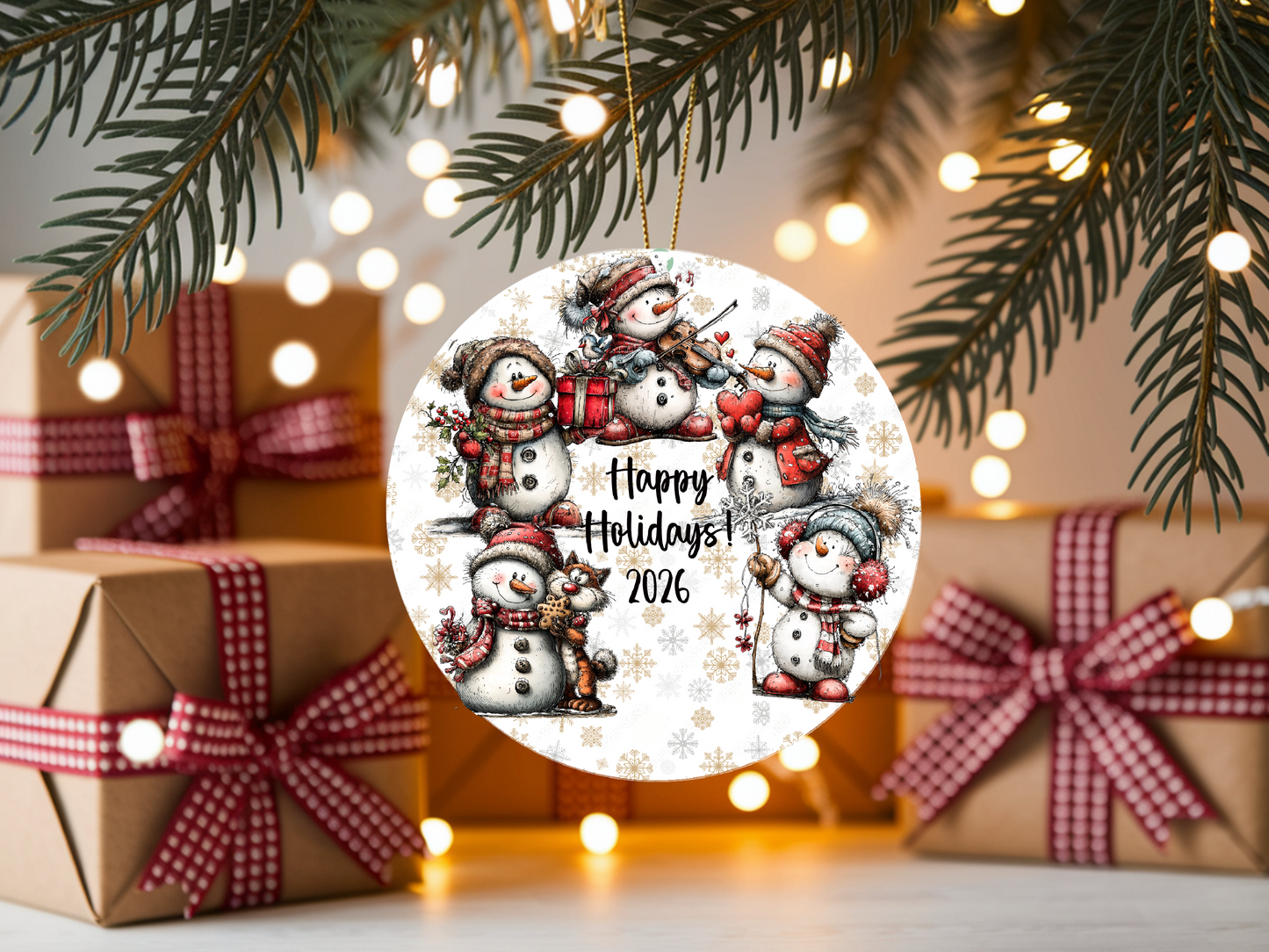 Personalized Whimsical Snowman Ornament • Custom Name Holiday Ornament • Happy Holidays Christmas 2026 Gift (2025-17)