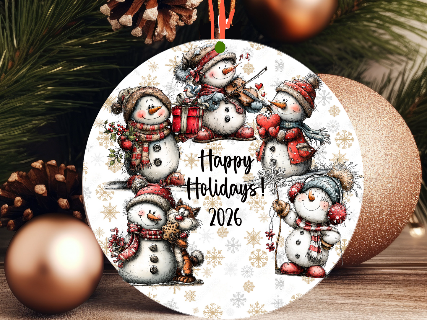 Personalized Whimsical Snowman Ornament • Custom Name Holiday Ornament • Happy Holidays Christmas 2026 Gift (2025-17)