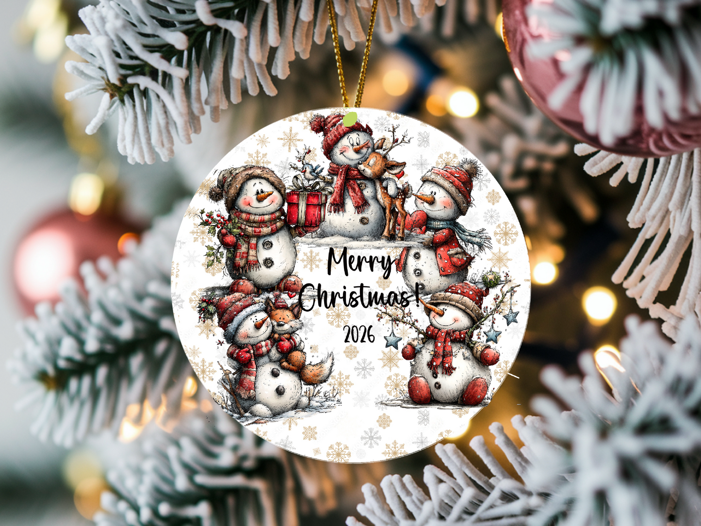 Personalized Whimsical Snowman Ornament • Custom Name Christmas Ornament • Merry Christmas 2026 Holiday Gift (2025-18)