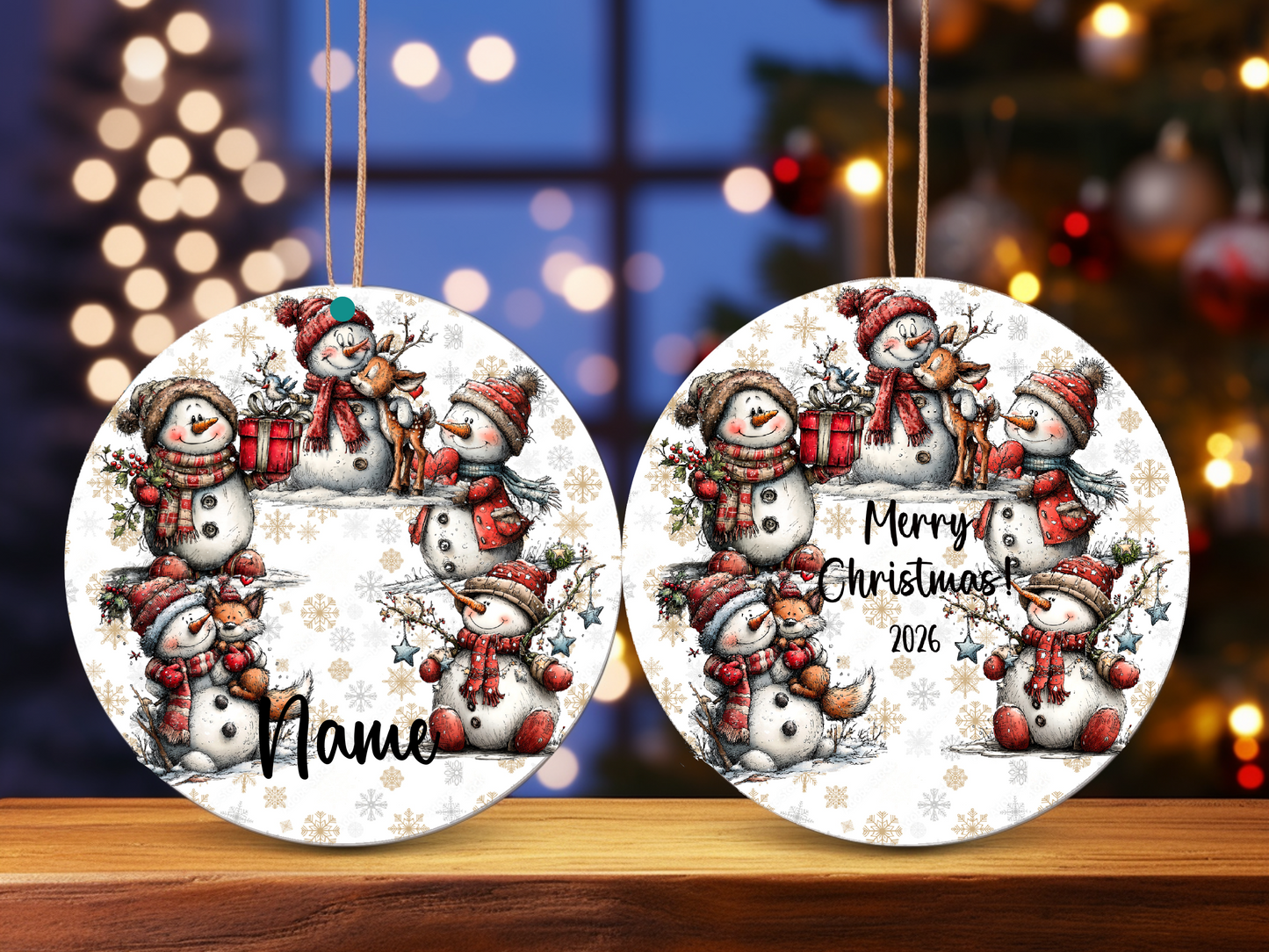 Personalized Whimsical Snowman Ornament • Custom Name Christmas Ornament • Merry Christmas 2026 Holiday Gift (2025-18)