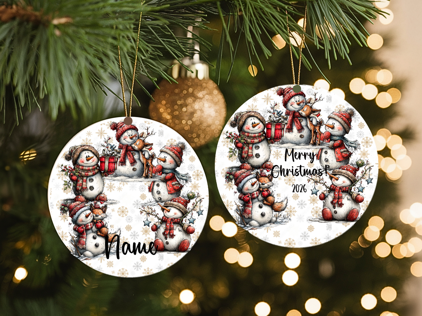 Personalized Whimsical Snowman Ornament • Custom Name Christmas Ornament • Merry Christmas 2026 Holiday Gift (2025-18)