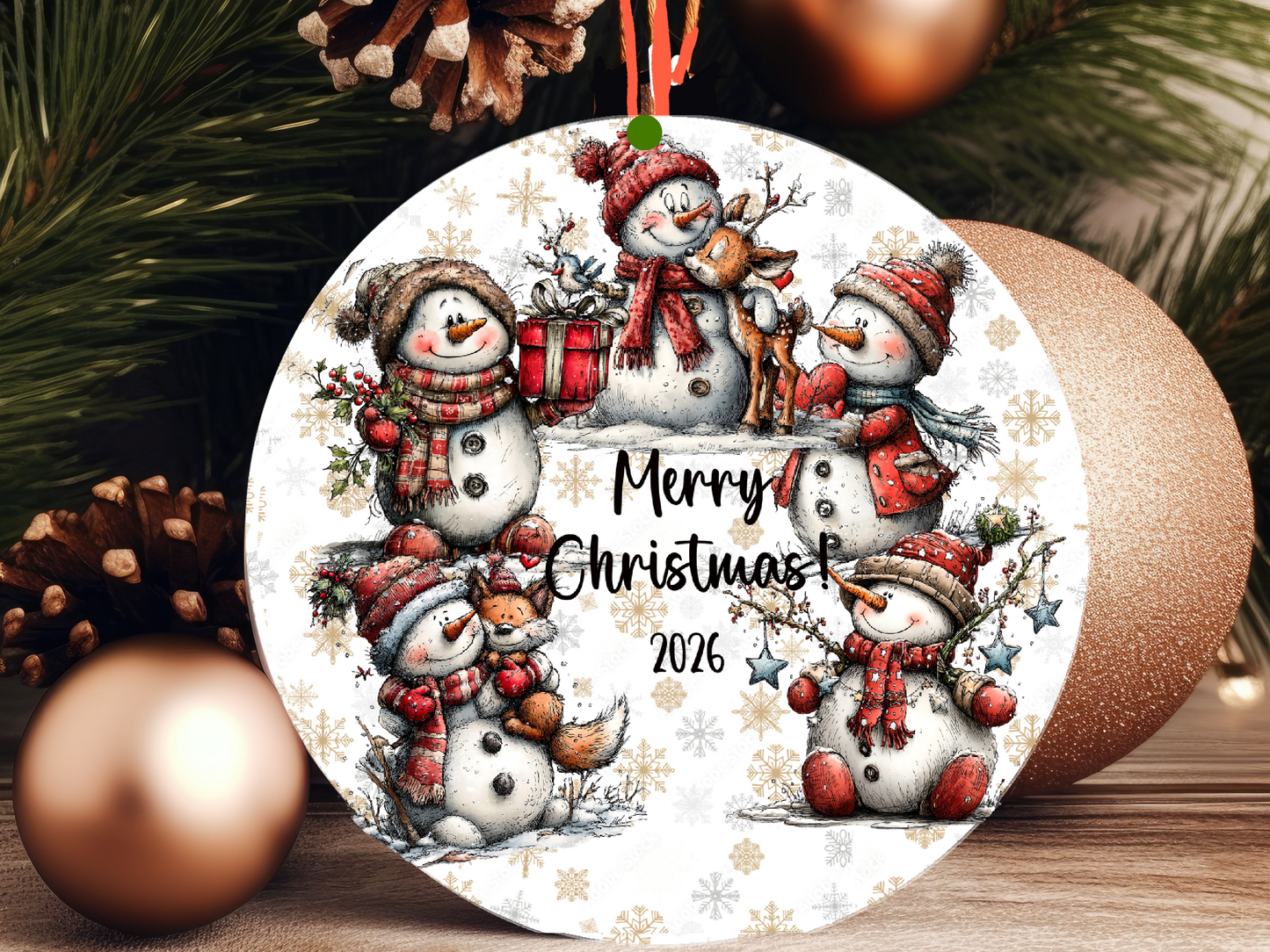 Personalized Whimsical Snowman Ornament • Custom Name Christmas Ornament • Merry Christmas 2026 Holiday Gift (2025-18)