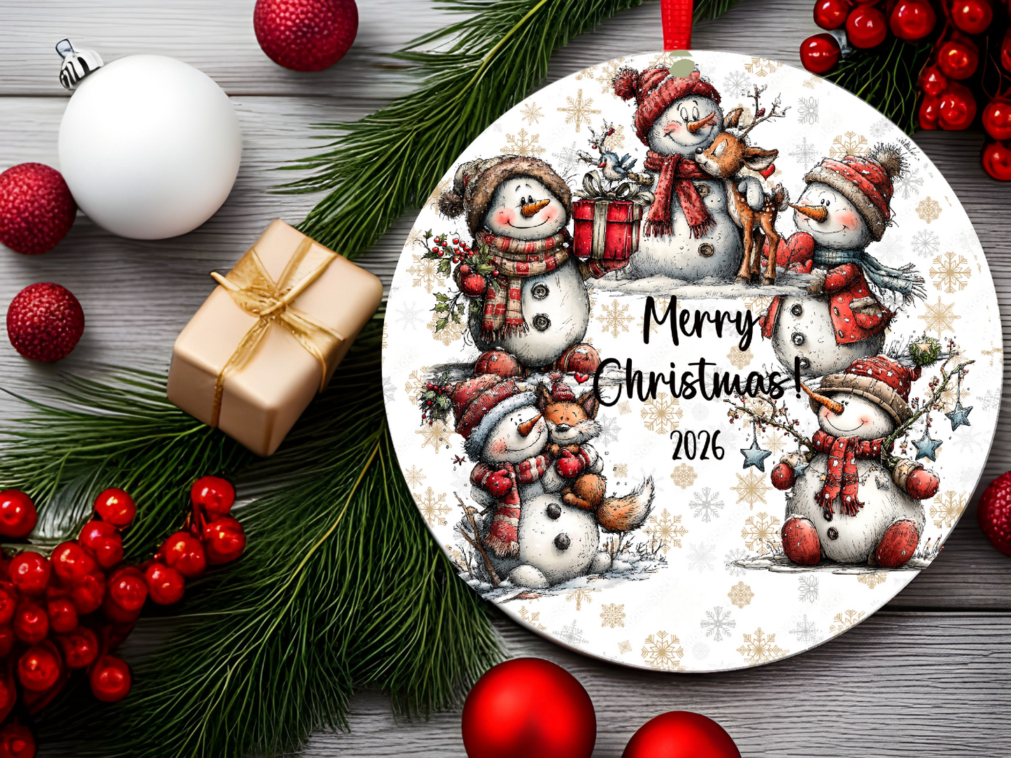Personalized Whimsical Snowman Ornament • Custom Name Christmas Ornament • Merry Christmas 2026 Holiday Gift (2025-18)