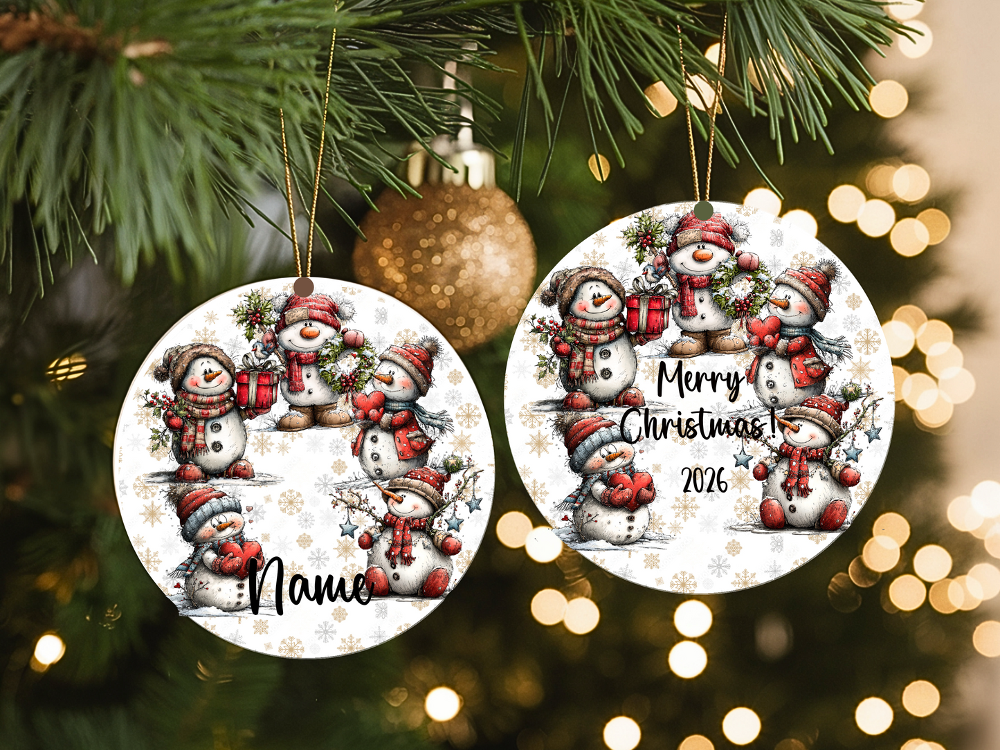 Personalized Whimsical Snowman Ornament • Keepsake • Custom Name Christmas Ornament • Merry Christmas 2026 Holiday Gift (2025-19)
