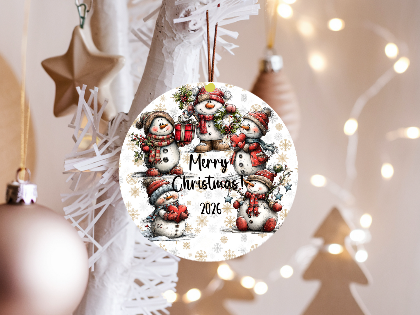 Personalized Whimsical Snowman Ornament • Keepsake • Custom Name Christmas Ornament • Merry Christmas 2026 Holiday Gift (2025-19)