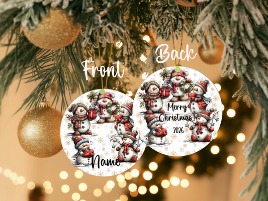 Personalized Whimsical Snowman Ornament • Keepsake • Custom Name Christmas Ornament • Merry Christmas 2026 Holiday Gift (2025-19)