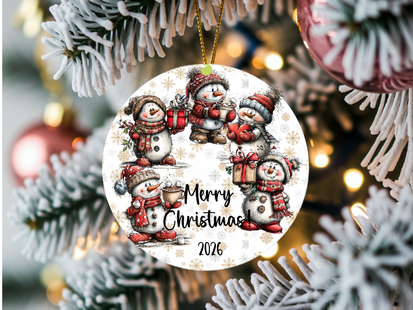 Personalized Whimsical Snowman Ornament • Custom Name Christmas Ornament • Merry Christmas 2026 Holiday Gift (2025-20)
