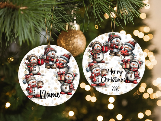 Personalized Whimsical Snowman Ornament • Christmas Decor • Custom Name Holiday Ornament • Merry Christmas 2026 Gift (2025-02)