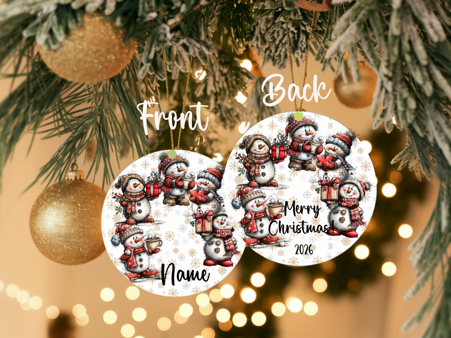 Personalized Whimsical Snowman Ornament • Custom Name Christmas Ornament • Merry Christmas 2026 Holiday Gift (2025-20)