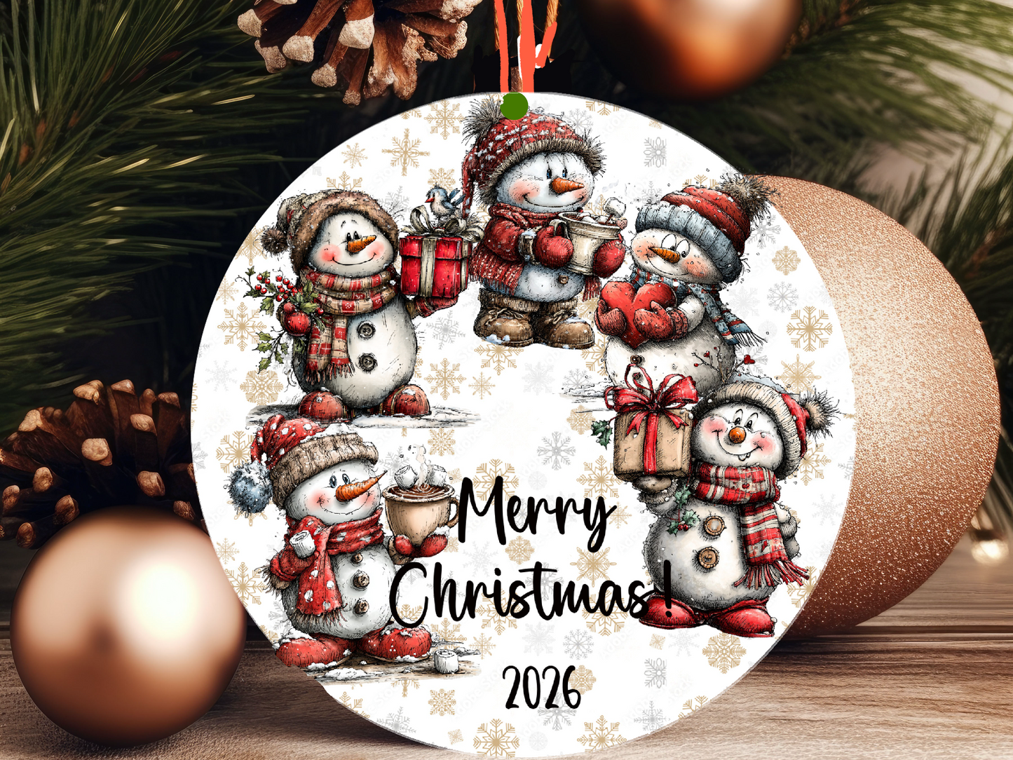 Personalized Whimsical Snowman Ornament • Custom Name Christmas Ornament • Merry Christmas 2026 Holiday Gift (2025-20)