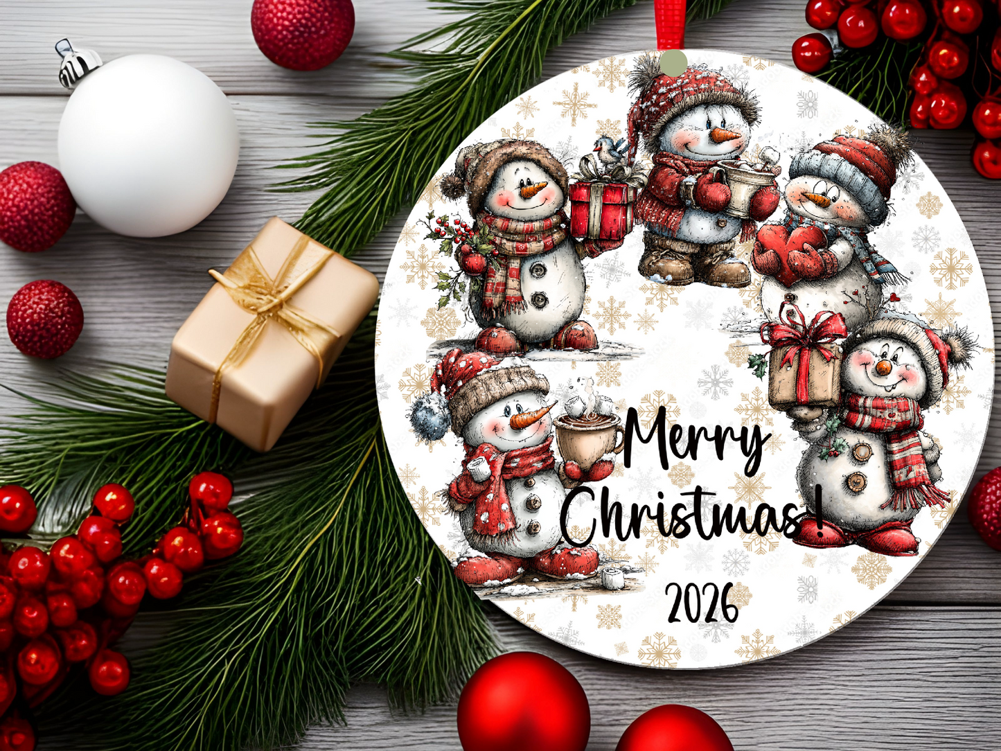 Personalized Whimsical Snowman Ornament • Custom Name Christmas Ornament • Merry Christmas 2026 Holiday Gift (2025-20)