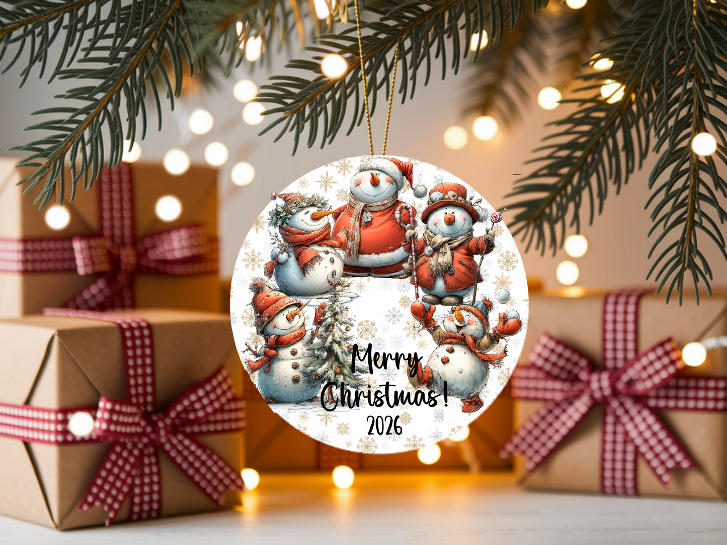 Personalized Whimsical Snowman Ornament • Custom Name Christmas Ornament • Merry Christmas 2026 Holiday Gift (2025-21)