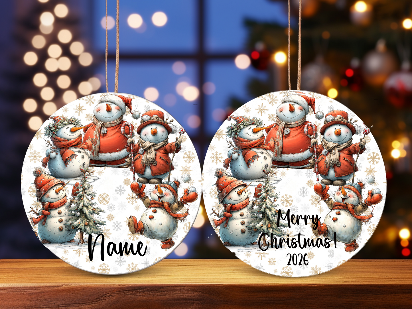 Personalized Whimsical Snowman Ornament • Custom Name Christmas Ornament • Merry Christmas 2026 Holiday Gift (2025-21)