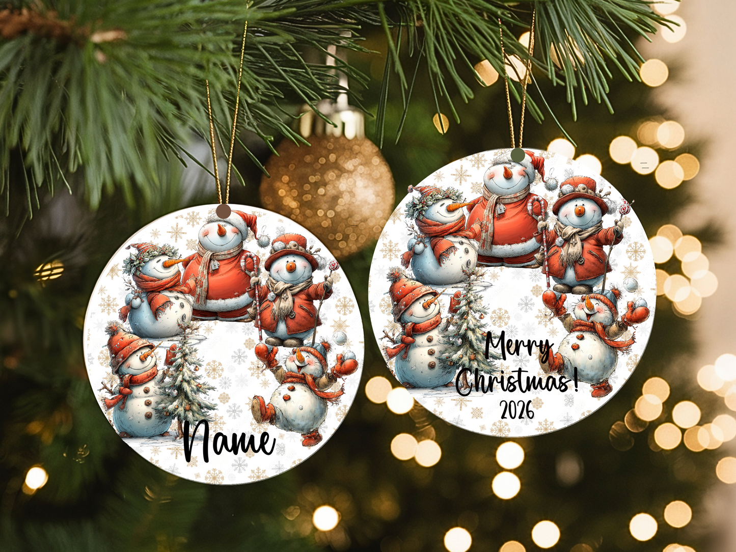 Personalized Whimsical Snowman Ornament • Custom Name Christmas Ornament • Merry Christmas 2026 Holiday Gift (2025-21)