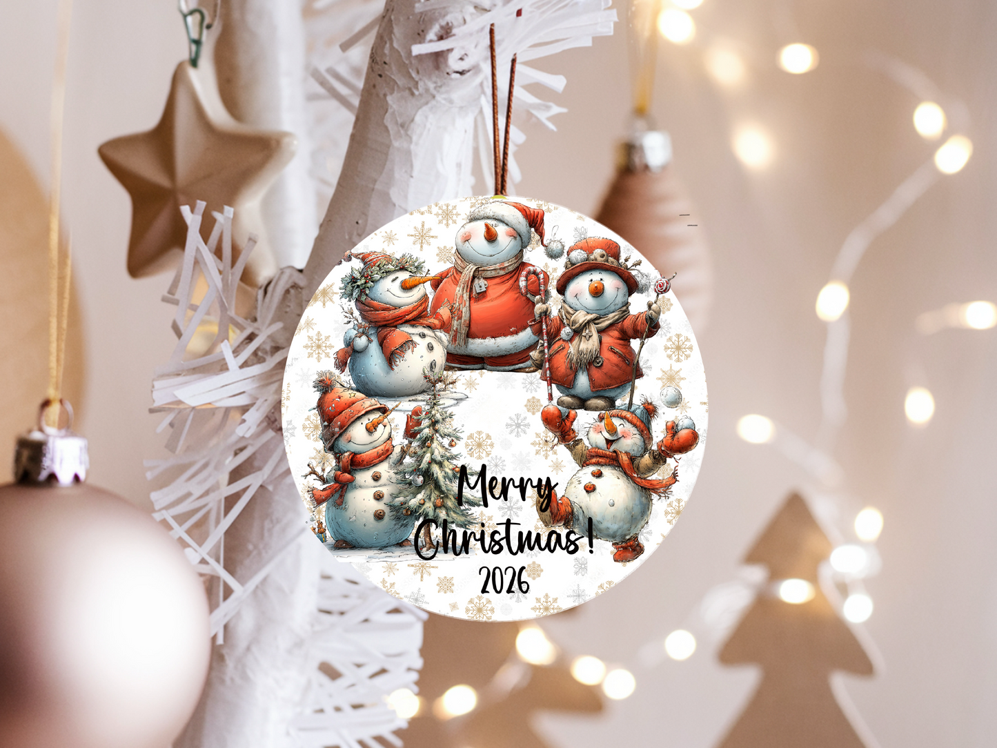 Personalized Whimsical Snowman Ornament • Custom Name Christmas Ornament • Merry Christmas 2026 Holiday Gift (2025-21)