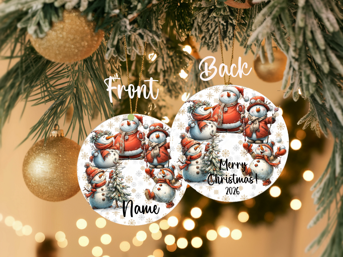 Personalized Whimsical Snowman Ornament • Custom Name Christmas Ornament • Merry Christmas 2026 Holiday Gift (2025-21)