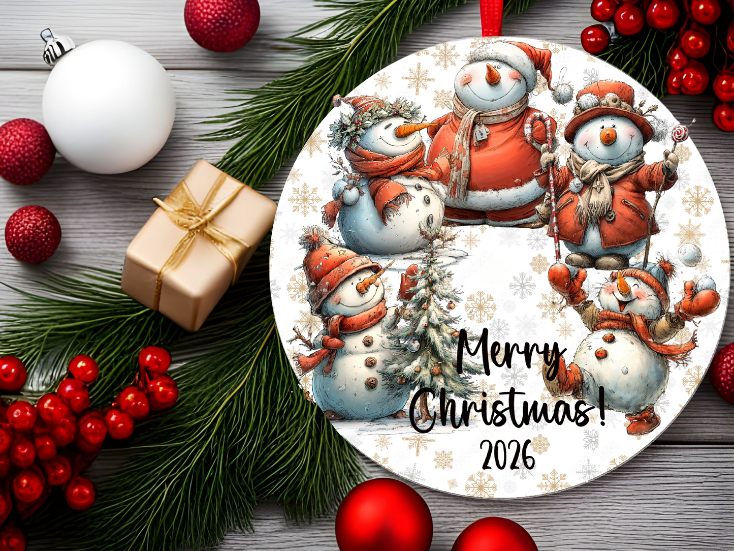 Personalized Whimsical Snowman Ornament • Custom Name Christmas Ornament • Merry Christmas 2026 Holiday Gift (2025-21)