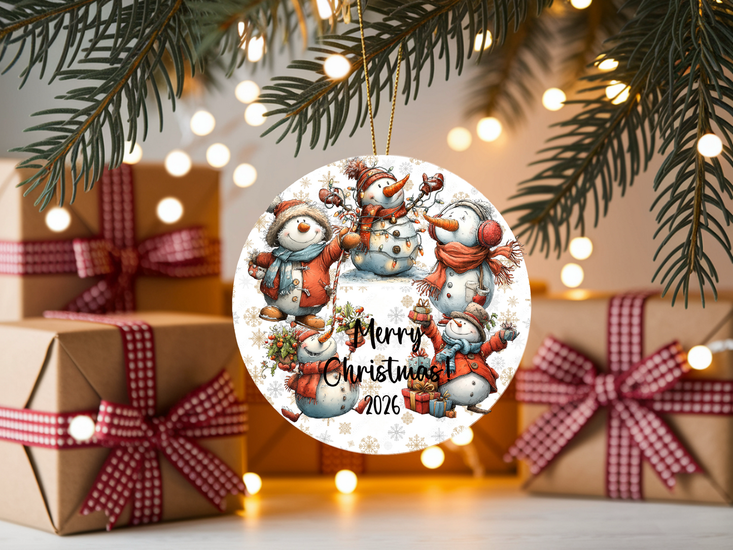 Personalized Whimsical Snowman Ornament • Custom Name Christmas Ornament • Merry Christmas 2026 Holiday Gift (2025-22)
