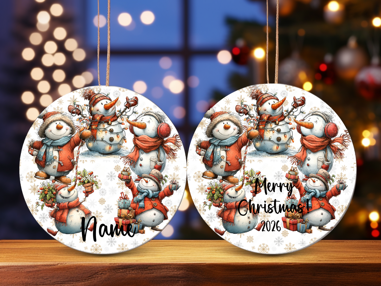 Personalized Whimsical Snowman Ornament • Custom Name Christmas Ornament • Merry Christmas 2026 Holiday Gift (2025-22)