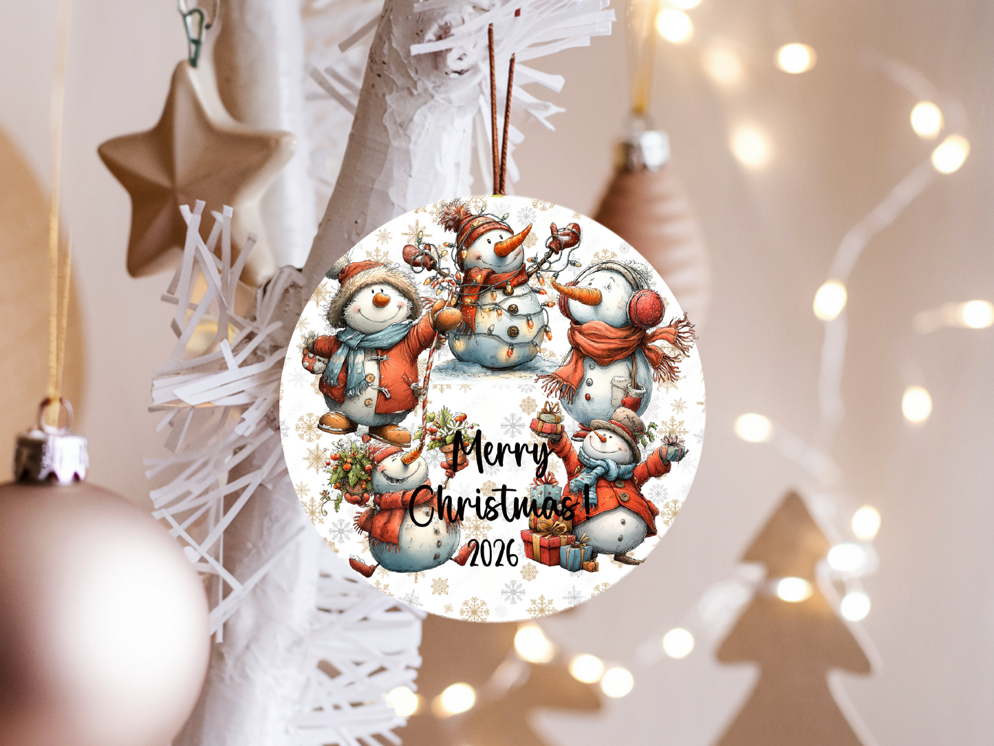 Personalized Whimsical Snowman Ornament • Custom Name Christmas Ornament • Merry Christmas 2026 Holiday Gift (2025-22)