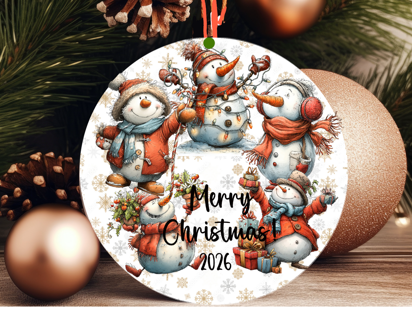 Personalized Whimsical Snowman Ornament • Custom Name Christmas Ornament • Merry Christmas 2026 Holiday Gift (2025-22)