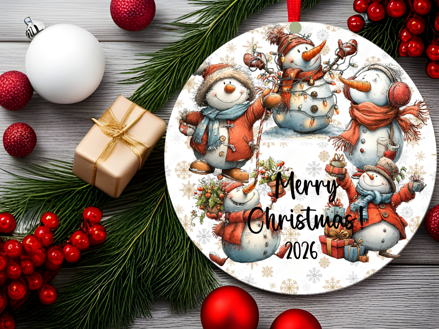 Personalized Whimsical Snowman Ornament • Custom Name Christmas Ornament • Merry Christmas 2026 Holiday Gift (2025-22)