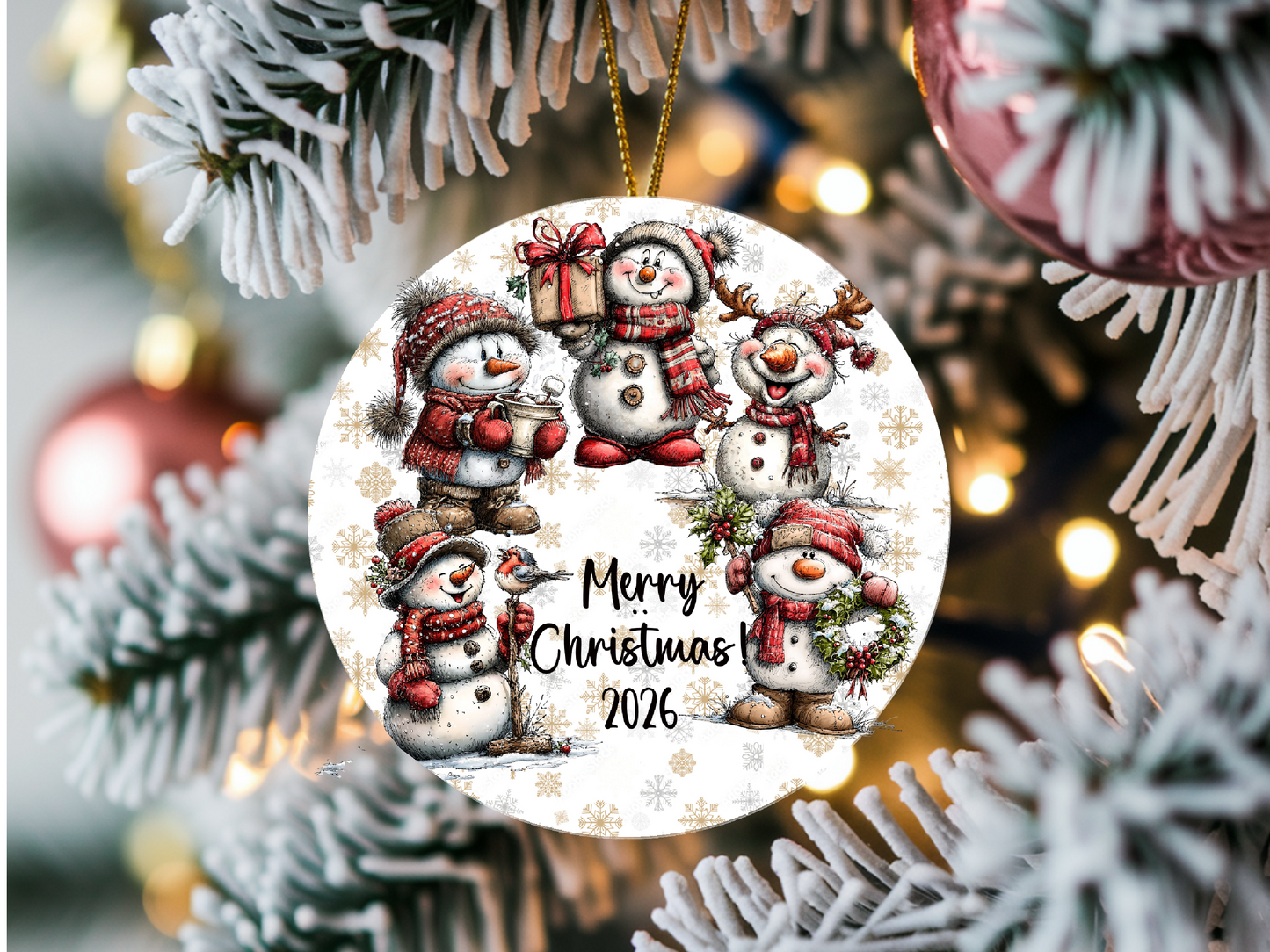 Personalized Whimsical Snowman Ornament • Custom Name Christmas Ornament • Merry Christmas 2026 Holiday Gift (2025-24)