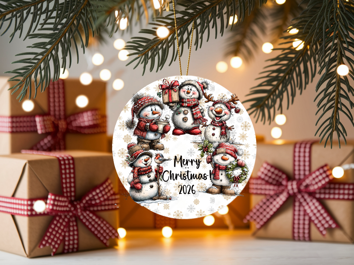 Personalized Whimsical Snowman Ornament • Custom Name Christmas Ornament • Merry Christmas 2026 Holiday Gift (2025-24)