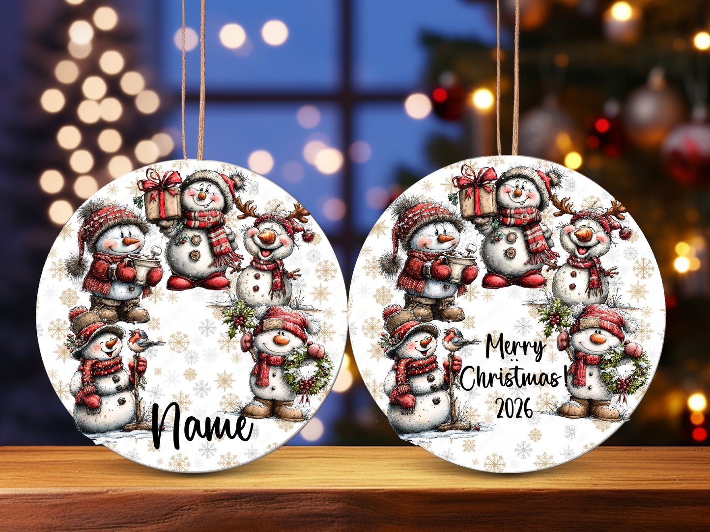 Personalized Whimsical Snowman Ornament • Custom Name Christmas Ornament • Merry Christmas 2026 Holiday Gift (2025-24)
