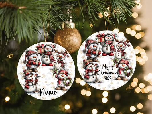 Personalized Whimsical Snowman Ornament • Custom Name Christmas Ornament • Merry Christmas 2026 Holiday Gift (2025-24)