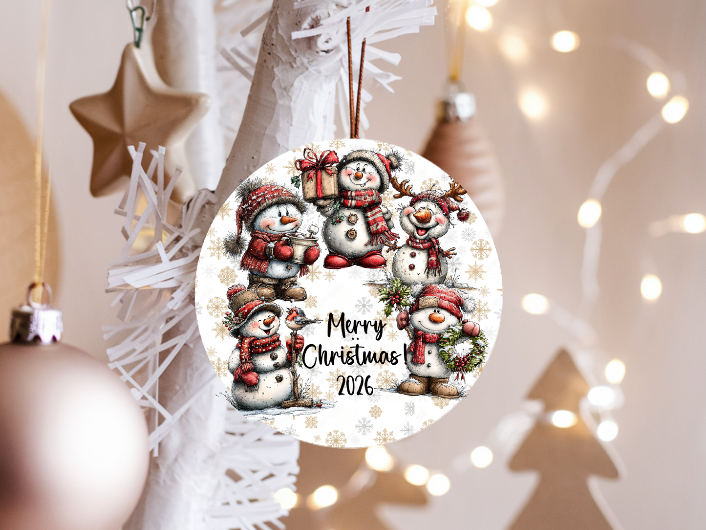 Personalized Whimsical Snowman Ornament • Custom Name Christmas Ornament • Merry Christmas 2026 Holiday Gift (2025-24)