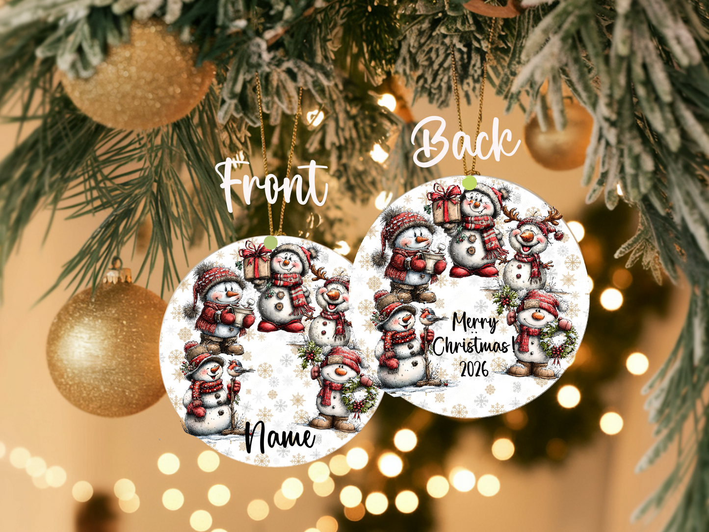 Personalized Whimsical Snowman Ornament • Custom Name Christmas Ornament • Merry Christmas 2026 Holiday Gift (2025-24)