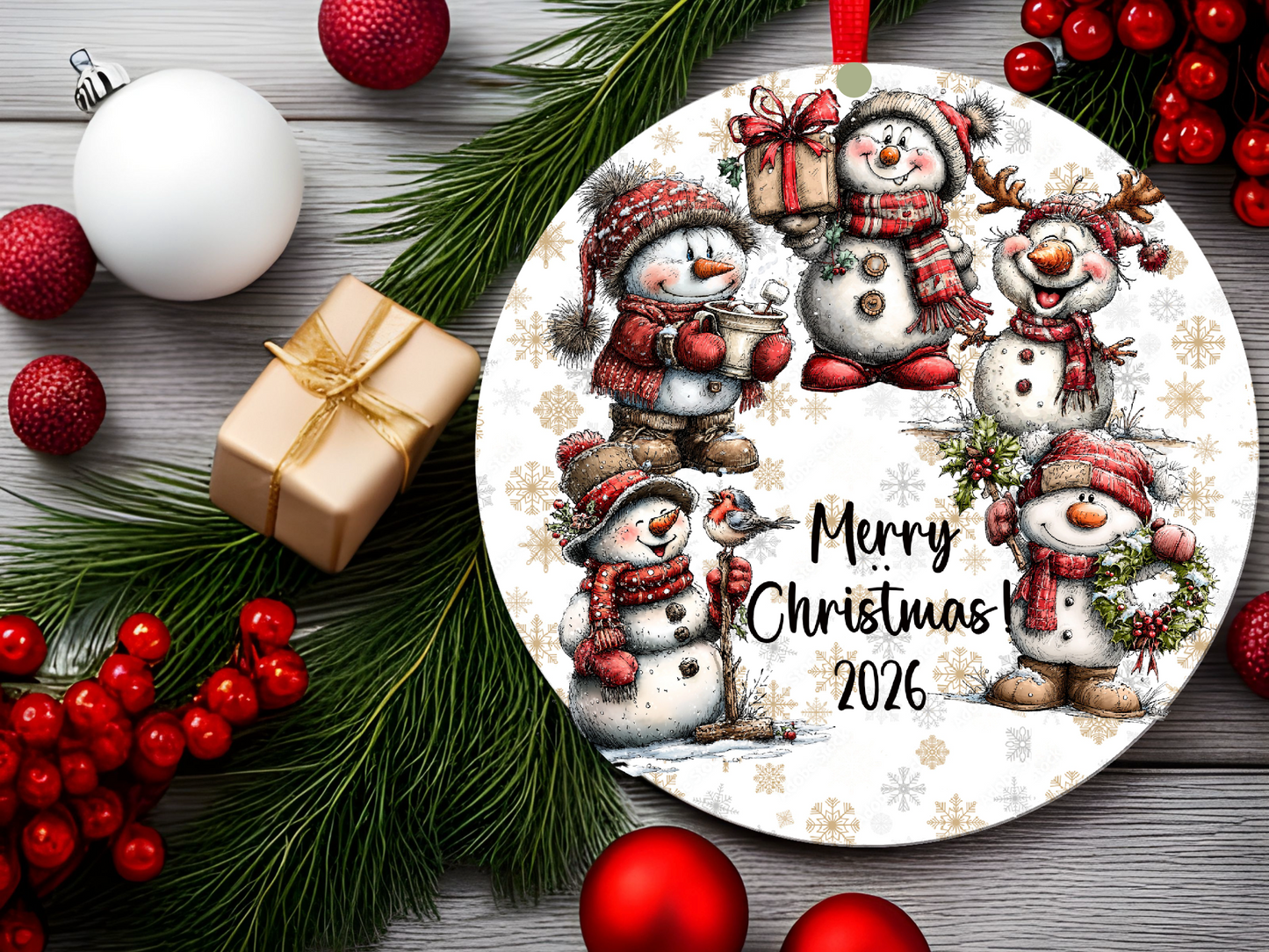 Personalized Whimsical Snowman Ornament • Custom Name Christmas Ornament • Merry Christmas 2026 Holiday Gift (2025-24)
