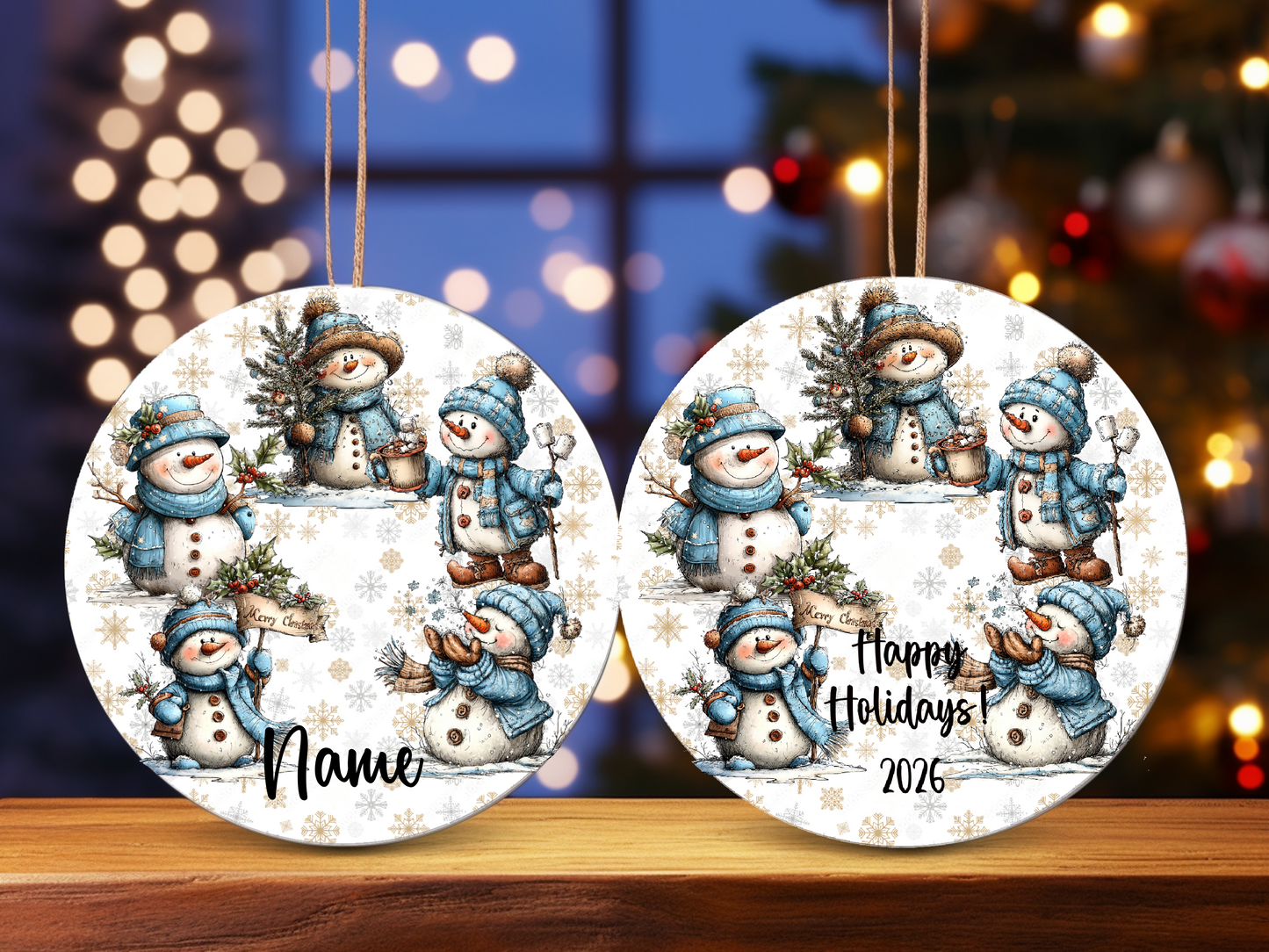 Personalized Whimsical Snowman Ornament • Custom Name Christmas Ornament • Happy Holidays 2026 Winter Gift (2025-25)