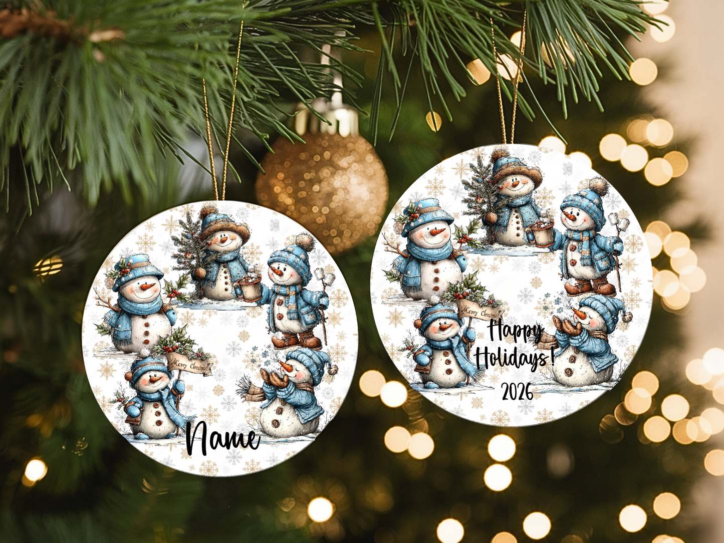 Personalized Whimsical Snowman Ornament • Custom Name Christmas Ornament • Happy Holidays 2026 Winter Gift (2025-25)