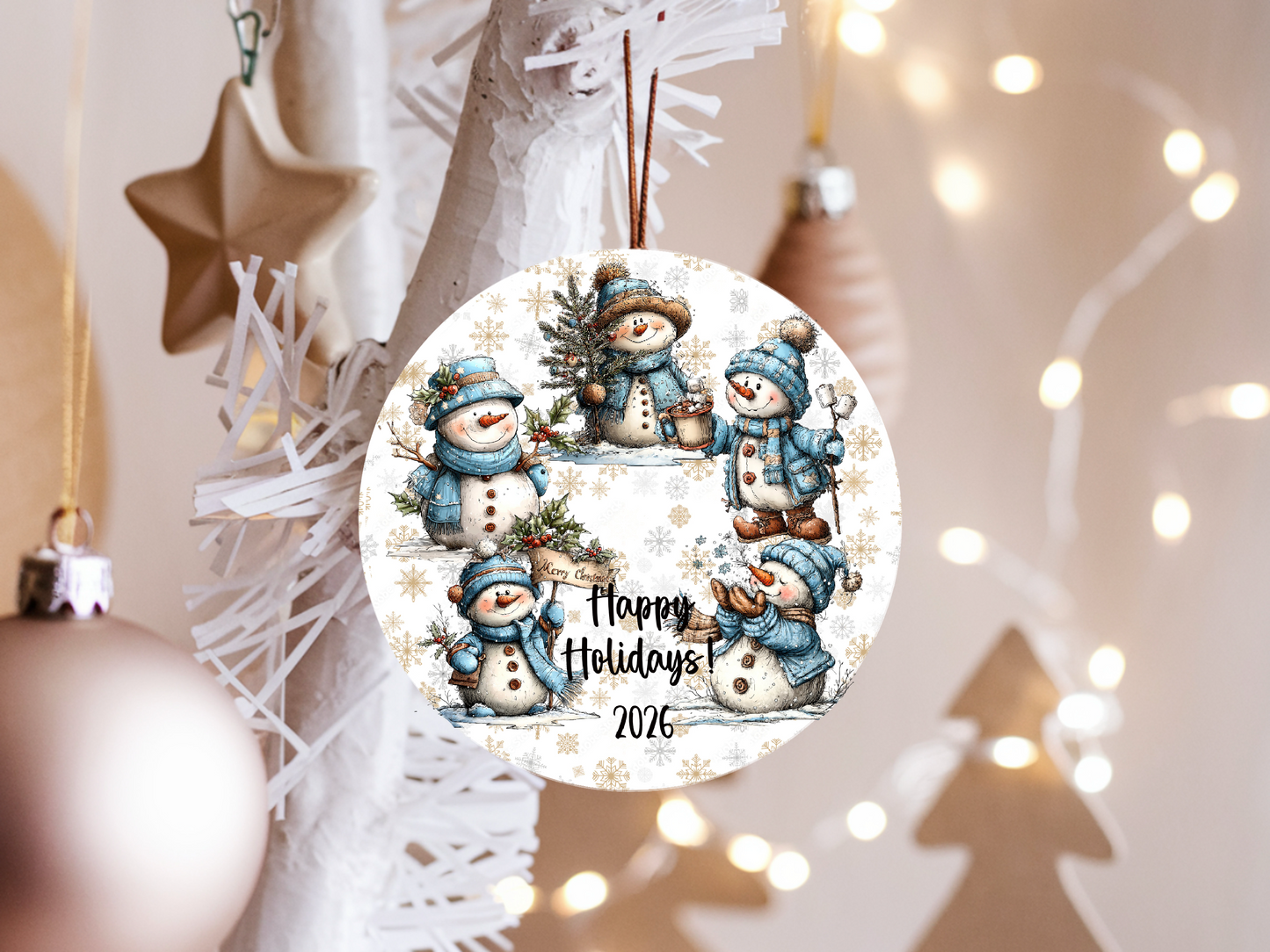 Personalized Whimsical Snowman Ornament • Custom Name Christmas Ornament • Happy Holidays 2026 Winter Gift (2025-25)