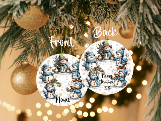 Personalized Whimsical Snowman Ornament • Custom Name Christmas Ornament • Happy Holidays 2026 Winter Gift (2025-25)