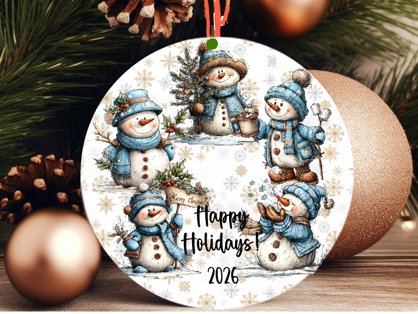 Personalized Whimsical Snowman Ornament • Custom Name Christmas Ornament • Happy Holidays 2026 Winter Gift (2025-25)