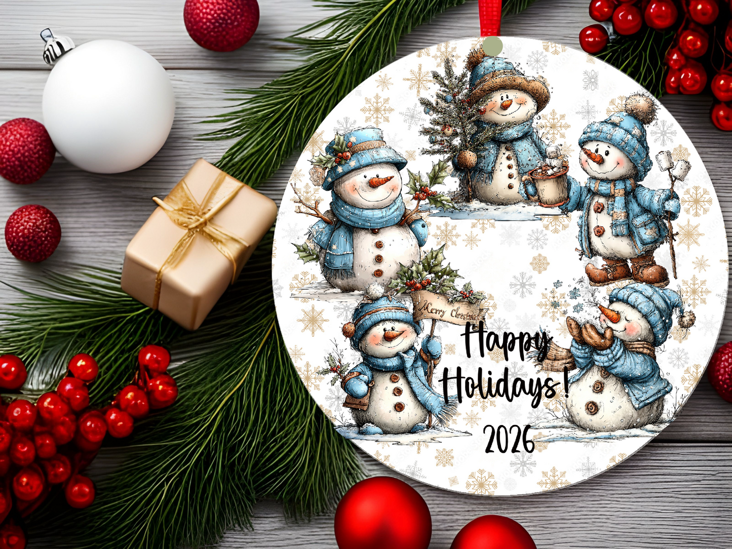 Personalized Whimsical Snowman Ornament • Custom Name Christmas Ornament • Happy Holidays 2026 Winter Gift (2025-25)