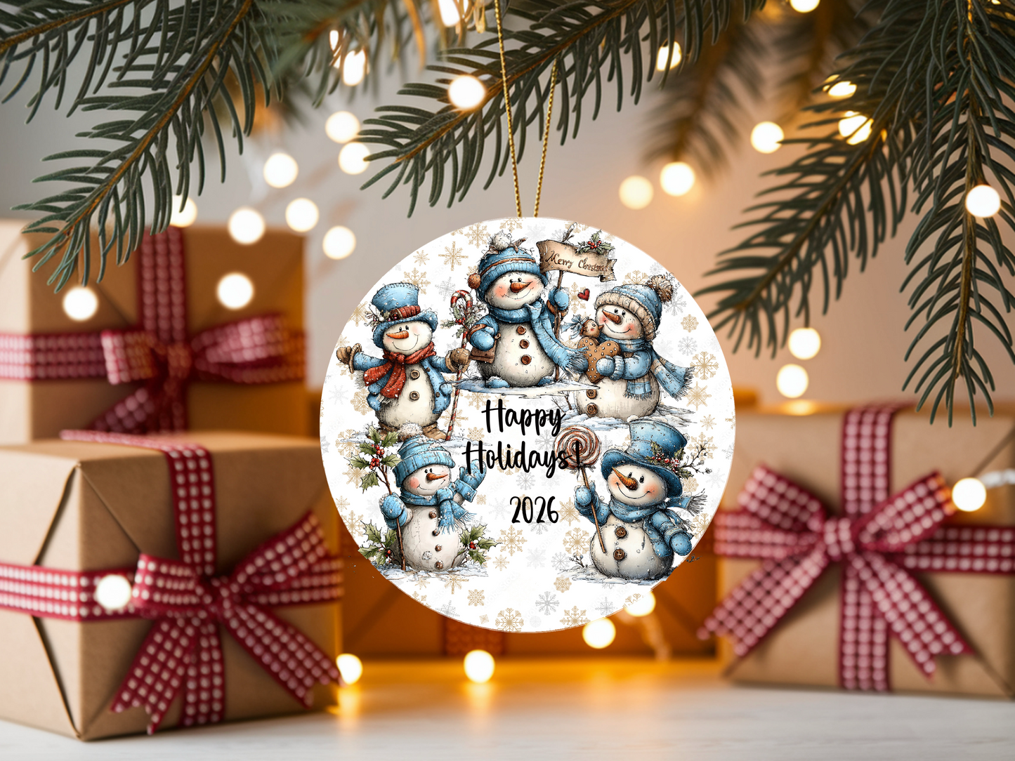 Personalized Whimsical Snowman Ornament • Custom Name Christmas Ornament • Happy Holidays 2026 Winter Gift (2025-26)